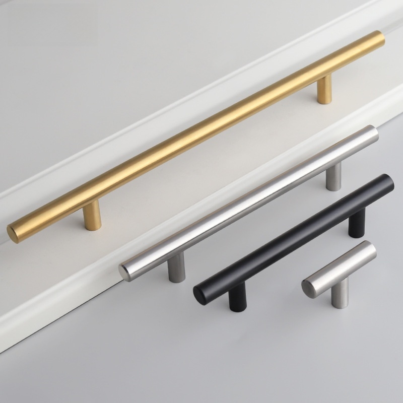 Furniture Hardware Gold - Modern Gold Brushed Straight Cupboard Stainless