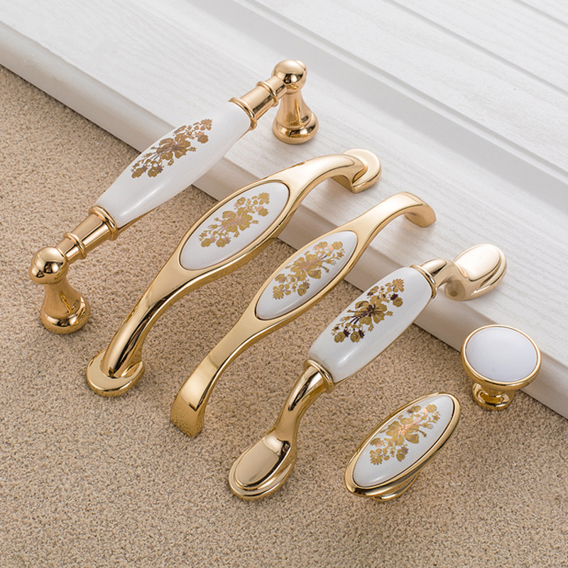 European Gold Flower Ceramic H - Furniture Hardware Gold recensie en prijs