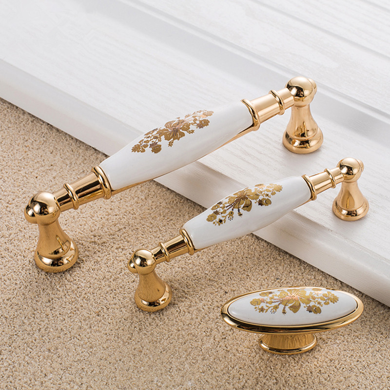 European Gold Flower Ceramic H - Furniture Hardware Gold recensie en prijs