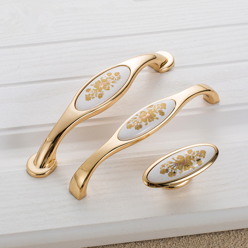 European Gold Flower Ceramic H - Furniture Hardware Gold recensie en prijs