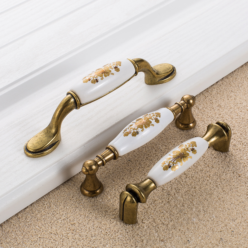 European Gold Flower Ceramic H - Furniture Hardware Gold recensie en prijs
