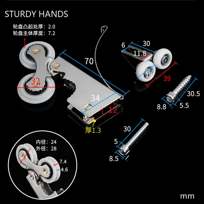 Wardrobe Sliding Door Pulley H - Furniture Hardware And Fittings recensie en prijs