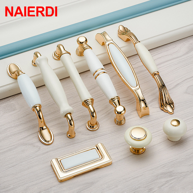NAIERDI Gold White Creamic Cab - Furniture Hardware Gold recensie en prijs