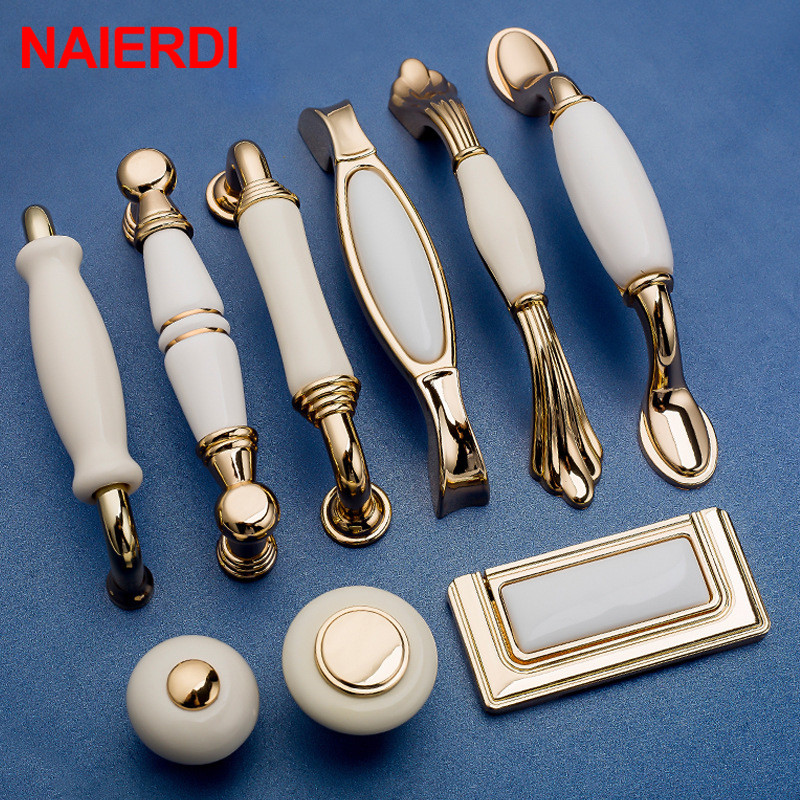 NAIERDI Gold White Creamic Cab - Furniture Hardware Gold recensie en prijs