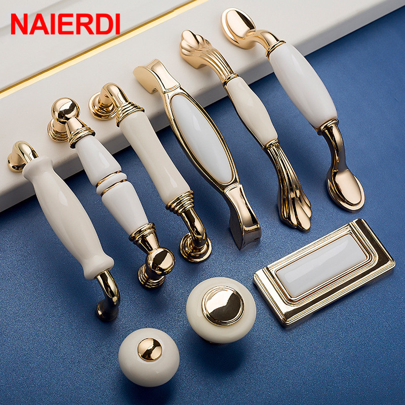 NAIERDI Gold White Creamic Cab - Furniture Hardware Gold recensie en prijs